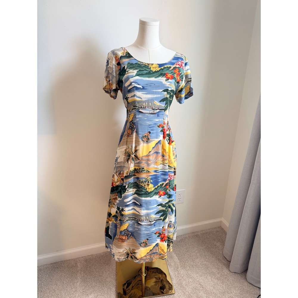 Vintage Reyn Spooner Dress Honolulu Clipper Trans‎ Pacific Airline Hawaiian XS